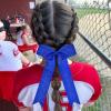 image:imageDEEKA 12PCS Collegiate Style Cheer Bows with Glitter Chevrons Tail Skinny College Cheerleader Ponytail Holder for Volleyball Softball Girls PurpleGoldWhiteGlitter Royal Blue