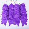 image:imageDEEKA 16PCS 8 Large Cheer Bows Ponytail Holder Handmade for Girls Teens Softball Cheerleader Sports Purple