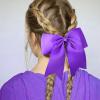 image:imageDEEKA 16PCS 8 Large Cheer Bows Ponytail Holder Handmade for Girls Teens Softball Cheerleader Sports Purple
