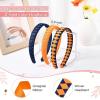 image:imageDEEKA 3 PCS Woven Headband Uniform Headband Hair Accessories Grosgrain Ribbon Weaved Hair Band for Women Girls Teens Football Softball Cheer Sports Navy BlueampLight BlueNavy BlueOrange