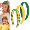 image:imageDEEKA 3 PCS Woven Headband Uniform Headband Hair Accessories Grosgrain Ribbon Weaved Hair Band for Women Girls Teens Football Softball Cheer Sports Navy BlueampLight BlueForest GreenYellow