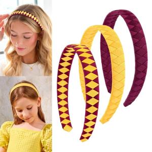 image:imageDEEKA 3 PCS Woven Headband Uniform Headband Hair Accessories Grosgrain Ribbon Weaved Hair Band for Women Girls Teens Football Softball Cheer Sports Navy BlueampLight BlueMaroonYellow