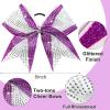 image:imageDEEKA 6 PCS Glitter Cheer Bows Rhinestone Large Stiff Competition Team Hair Bows Elastic Band Holder for Cheerleader Softball Football Girls BlackGoldWhitePurpleWhite