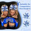 image:imageDEEKA 6 PCS Glitter Cheer Bows Rhinestone Large Stiff Competition Team Hair Bows Elastic Band Holder for Cheerleader Softball Football Girls BlackGoldWhiteRoyal BlueSilverWhite