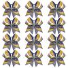 image:imageDEEKA 6 PCS Glitter Cheer Bows Rhinestone Large Stiff Competition Team Hair Bows Elastic Band Holder for Cheerleader Softball Football Girls BlackGoldWhiteNavy BlueGoldWhite