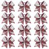image:imageDEEKA 6 PCS Glitter Cheer Bows Rhinestone Large Stiff Competition Team Hair Bows Elastic Band Holder for Cheerleader Softball Football Girls BlackGoldWhiteMaroonSilverWhite