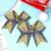 image:imageDEEKA 6 PCS Glitter Cheer Bows Rhinestone Large Stiff Competition Team Hair Bows Elastic Band Holder for Cheerleader Softball Football Girls BlackGoldWhiteNavyGold