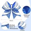 image:imageDEEKA 6 PCS Glitter Cheer Bows Rhinestone Large Stiff Competition Team Hair Bows Elastic Band Holder for Cheerleader Softball Football Girls BlackGoldWhiteRoyal BlueSilverWhite