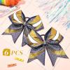 image:imageDEEKA 6 PCS Glitter Cheer Bows Rhinestone Large Stiff Competition Team Hair Bows Elastic Band Holder for Cheerleader Softball Football Girls BlackGoldWhiteNavy BlueGoldWhite