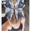 image:imageDEEKA 6 PCS Glitter Cheer Bows Rhinestone Large Stiff Competition Team Hair Bows Elastic Band Holder for Cheerleader Softball Football Girls BlackGoldWhiteSilverNavy Blue