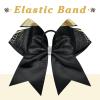 image:imageDEEKA 6 PCS Glitter Cheer Bows Rhinestone Large Stiff Competition Team Hair Bows Elastic Band Holder for Cheerleader Softball Football Girls BlackGoldWhiteBlackGoldWhite