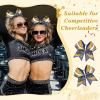 image:imageDEEKA 6 PCS Glitter Cheer Bows Rhinestone Large Stiff Competition Team Hair Bows Elastic Band Holder for Cheerleader Softball Football Girls BlackGoldWhiteNavy BlueGoldWhite