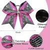 image:imageDEEKA 6 PCS Glitter Cheer Bows Rhinestone Large Stiff Competition Team Hair Bows Elastic Band Holder for Cheerleader Softball Football Girls BlackGoldWhitePinkBlack