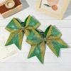 image:imageDEEKA 6 PCS Glitter Cheer Bows Rhinestone Large Stiff Competition Team Hair Bows Elastic Band Holder for Cheerleader Softball Football Girls BlackGoldWhiteGreenGold