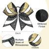 image:imageDEEKA 6 PCS Glitter Cheer Bows Rhinestone Large Stiff Competition Team Hair Bows Elastic Band Holder for Cheerleader Softball Football Girls BlackGoldWhiteBlackGoldWhite