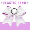 image:imageDEEKA 6 PCS Glitter Cheer Bows Rhinestone Large Stiff Competition Team Hair Bows Elastic Band Holder for Cheerleader Softball Football Girls BlackGoldWhitePurpleWhite