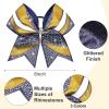 image:imageDEEKA 6 PCS Glitter Cheer Bows Rhinestone Large Stiff Competition Team Hair Bows Elastic Band Holder for Cheerleader Softball Football Girls BlackGoldWhiteNavy BlueGoldWhite
