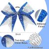 image:imageDEEKA 6 PCS Glitter Cheer Bows Rhinestone Large Stiff Competition Team Hair Bows Elastic Band Holder for Cheerleader Softball Football Girls BlackGoldWhiteRoyal BlueWhite