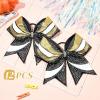 image:imageDEEKA 6 PCS Glitter Cheer Bows Rhinestone Large Stiff Competition Team Hair Bows Elastic Band Holder for Cheerleader Softball Football Girls BlackGoldWhiteBlackGoldWhite
