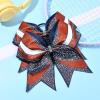 image:imageDEEKA 6 PCS Glitter Cheer Bows Rhinestone Large Stiff Competition Team Hair Bows Elastic Band Holder for Cheerleader Softball Football Girls BlackGoldWhiteNavy BlueRedWhite