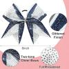 image:imageDEEKA 6 PCS Glitter Cheer Bows Rhinestone Large Stiff Competition Team Hair Bows Elastic Band Holder for Cheerleader Softball Football Girls BlackGoldWhiteNavyWhite