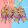 image:imageDEEKA 6 PCS Glitter Cheer Bows Rhinestone Large Stiff Competition Team Hair Bows Elastic Band Holder for Cheerleader Softball Football Girls BlackGoldWhitePurpleGold