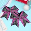 image:imageDEEKA 6 PCS Glitter Cheer Bows Rhinestone Large Stiff Competition Team Hair Bows Elastic Band Holder for Cheerleader Softball Football Girls BlackGoldWhitePinkBlack