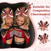 image:imageDEEKA 6 PCS Glitter Cheer Bows Rhinestone Large Stiff Competition Team Hair Bows Elastic Band Holder for Cheerleader Softball Football Girls BlackGoldWhiteRedBlackWhite