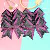 image:imageDEEKA 6 PCS Glitter Cheer Bows Rhinestone Large Stiff Competition Team Hair Bows Elastic Band Holder for Cheerleader Softball Football Girls BlackGoldWhitePinkBlack