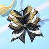 image:imageDEEKA 6 PCS Glitter Cheer Bows Rhinestone Large Stiff Competition Team Hair Bows Elastic Band Holder for Cheerleader Softball Football Girls BlackGoldWhiteBlackGoldWhite