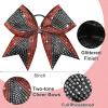 image:imageDEEKA 6 PCS Glitter Cheer Bows Rhinestone Large Stiff Competition Team Hair Bows Elastic Band Holder for Cheerleader Softball Football Girls BlackGoldWhiteRedBlack