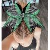 image:imageDEEKA 6 PCS Glitter Cheer Bows Rhinestone Large Stiff Competition Team Hair Bows Elastic Band Holder for Cheerleader Softball Football Girls BlackGoldWhiteGreenBlack