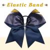 image:imageDEEKA 6 PCS Glitter Cheer Bows Rhinestone Large Stiff Competition Team Hair Bows Elastic Band Holder for Cheerleader Softball Football Girls BlackGoldWhiteNavy BlueGoldWhite