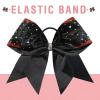 image:imageDEEKA 6 PCS Glitter Cheer Bows Rhinestone Large Stiff Competition Team Hair Bows Elastic Band Holder for Cheerleader Softball Football Girls BlackGoldWhiteRedBlack