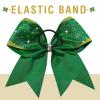 image:imageDEEKA 6 PCS Glitter Cheer Bows Rhinestone Large Stiff Competition Team Hair Bows Elastic Band Holder for Cheerleader Softball Football Girls BlackGoldWhiteGreenGold