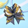 image:imageDEEKA 6 PCS Glitter Cheer Bows Rhinestone Large Stiff Competition Team Hair Bows Elastic Band Holder for Cheerleader Softball Football Girls BlackGoldWhiteNavy BlueGoldWhite