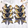 image:imageDEEKA 6 PCS Glitter Cheer Bows Rhinestone Large Stiff Competition Team Hair Bows Elastic Band Holder for Cheerleader Softball Football Girls BlackGoldWhiteNavy BlueGoldWhite