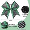 image:imageDEEKA 6 PCS Glitter Cheer Bows Rhinestone Large Stiff Competition Team Hair Bows Elastic Band Holder for Cheerleader Softball Football Girls BlackGoldWhiteGreenBlack