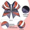 image:imageDEEKA 6 PCS Glitter Cheer Bows Rhinestone Large Stiff Competition Team Hair Bows Elastic Band Holder for Cheerleader Softball Football Girls BlackGoldWhiteNavy BlueRedWhite
