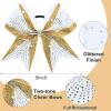 image:imageDEEKA 6 PCS Glitter Cheer Bows Rhinestone Large Stiff Competition Team Hair Bows Elastic Band Holder for Cheerleader Softball Football Girls BlackGoldWhiteGoldWhite