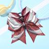 image:imageDEEKA 6 PCS Glitter Cheer Bows Rhinestone Large Stiff Competition Team Hair Bows Elastic Band Holder for Cheerleader Softball Football Girls BlackGoldWhiteMaroonSilverWhite