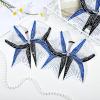 image:imageDEEKA 6 PCS Glitter Cheer Bows Rhinestone Large Stiff Competition Team Hair Bows Elastic Band Holder for Cheerleader Softball Football Girls BlackGoldWhiteRoyal BlueBlackWhite