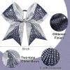 image:imageDEEKA 6 PCS Glitter Cheer Bows Rhinestone Large Stiff Competition Team Hair Bows Elastic Band Holder for Cheerleader Softball Football Girls BlackGoldWhiteSilverNavy Blue