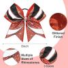 image:imageDEEKA 6 PCS Glitter Cheer Bows Rhinestone Large Stiff Competition Team Hair Bows Elastic Band Holder for Cheerleader Softball Football Girls BlackGoldWhiteRedBlackWhite