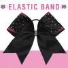 image:imageDEEKA 6 PCS Glitter Cheer Bows Rhinestone Large Stiff Competition Team Hair Bows Elastic Band Holder for Cheerleader Softball Football Girls BlackGoldWhitePinkBlack