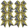 image:imageDEEKA 6 PCS Glitter Cheer Bows Rhinestone Large Stiff Competition Team Hair Bows Elastic Band Holder for Cheerleader Softball Football Girls BlackGoldWhiteGoldBlack